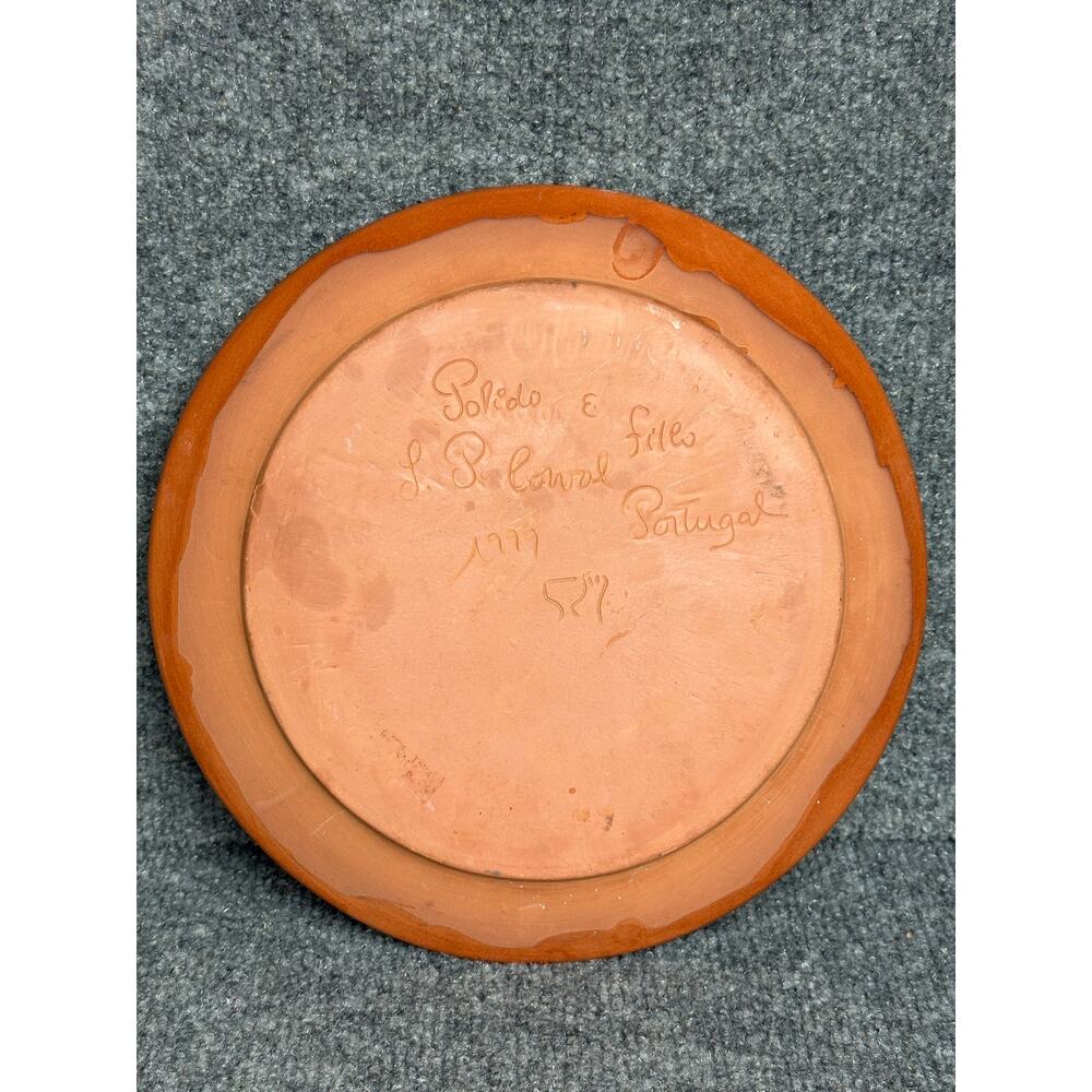 Vintage 1999 Polido & Filho Portugal terracotta plate floral hand painted rustic - Picture 6 of 9